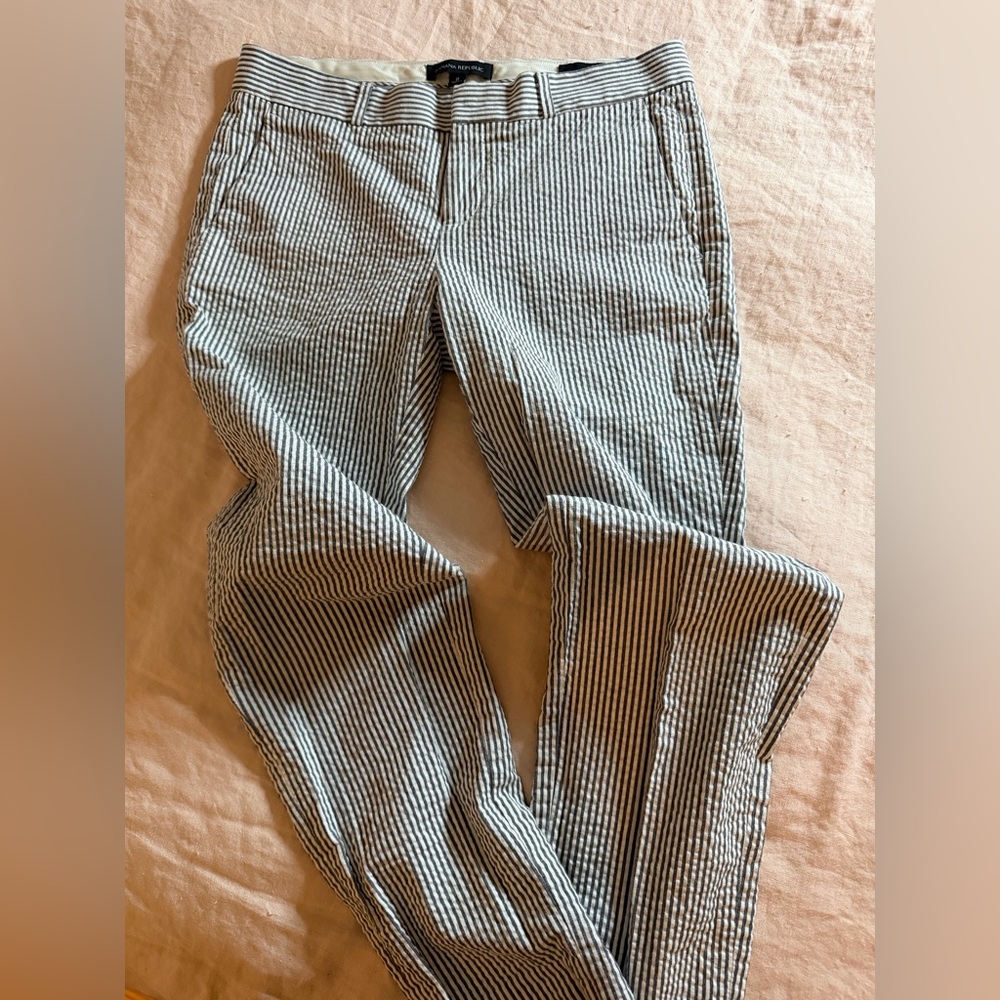 Banana Republic Women's Black and White Striped Chinos
